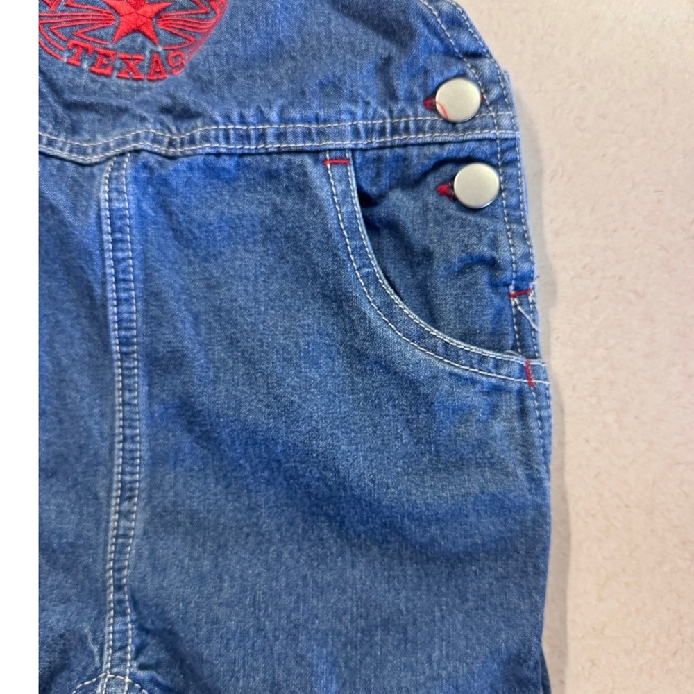 Apples & Oranges Luckenbach Texas Denim Short Kids 12-18 Months Blue Overalls - Picture 6 of 10
